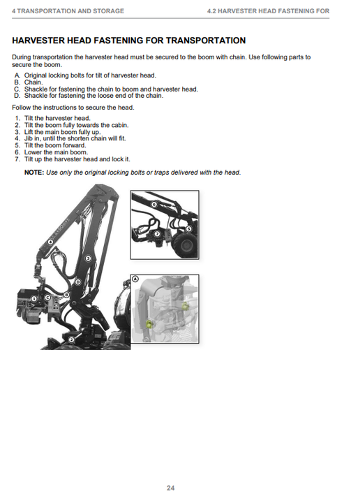 John Deere H415 Harvester Head Manual F679011