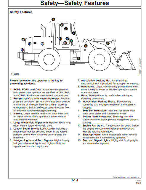 John Deere Hitachi LX120 Loader Operation Manual PDF OMT196106
