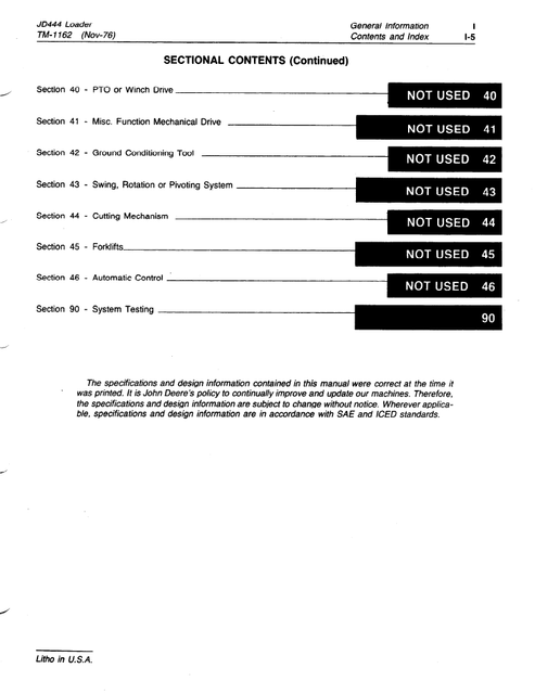 John Deere JD444 Loader Maintenance & Repair Manual