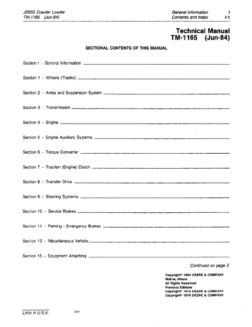 John Deere JD755 Crawler Loader Repair & Maintenance Manual TM1137