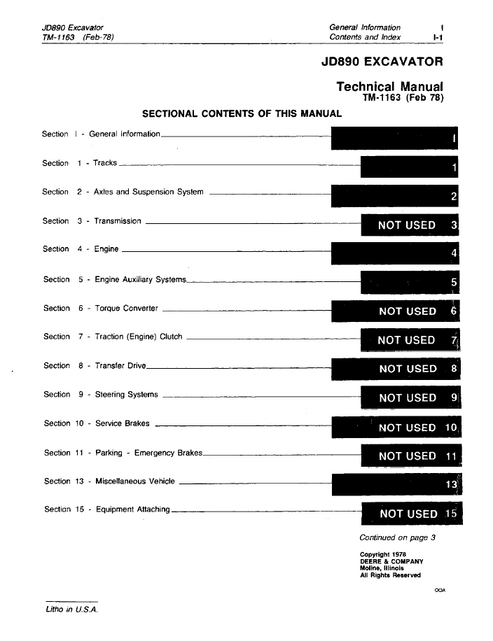 John Deere JD890 Excavator Service Repair Manual PDF
