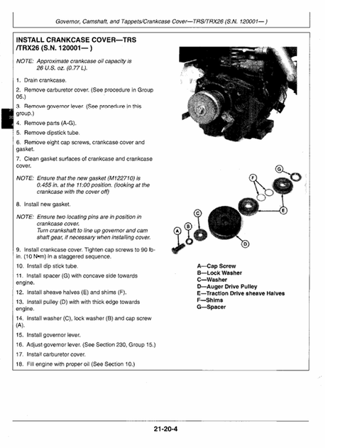 John Deere TRS21 TRS21e TRS22 TRS24 Snowblower Manual PDF