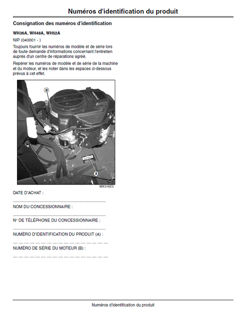 John Deere WH36A WH48A WH52A Walk Behind Mower Manual