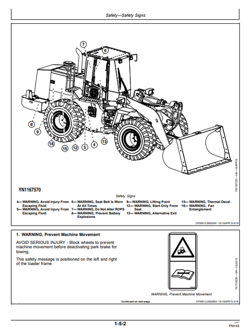 John Deere WL53 Loader Technical Operator Manual