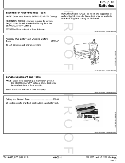 John Deere X9 1000 X9 1100 Combine Service & Repair Technical Manual