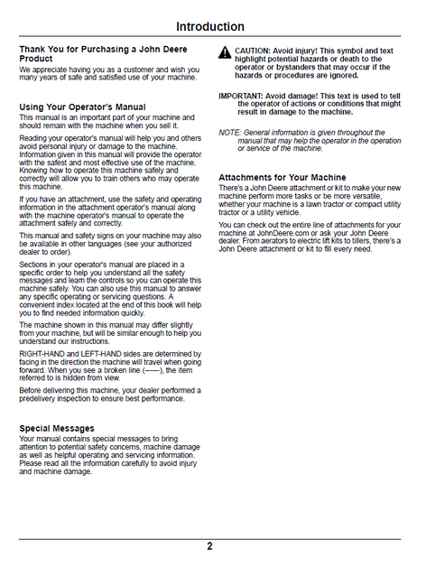 John Deere XUV 625i Gator™ Utility Vehicle Operation & Maintenance Manual