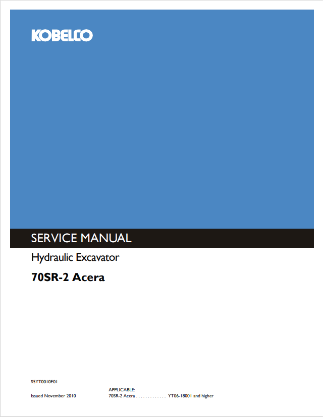 KOBELCO 70SR-2 ACERA HYDRAULIC EXCAVATOR SERVICE MANUAL PDF