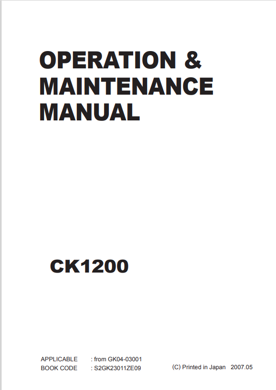 KOBELCO CK1200 CRAWLER CRANE OPERATION AND MAINTENANCE MANUAL PDF