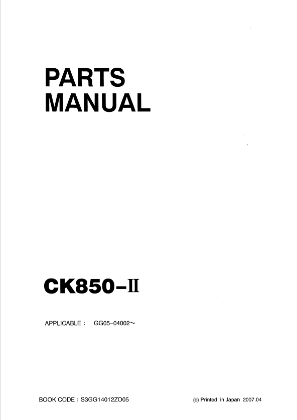 KOBELCO CK850-II CRAWLER CRANE PARTS MANUAL PDF