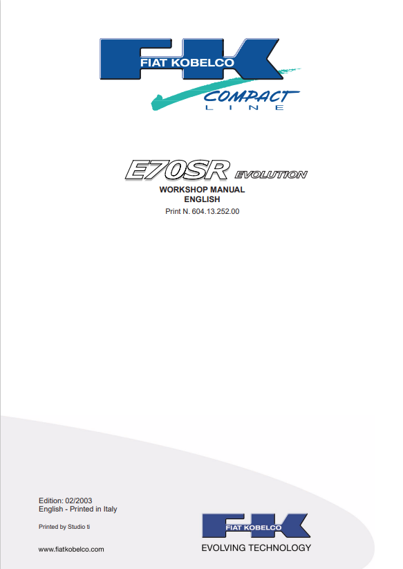 KOBELCO FIAT E70SR COMPACT LINE EVOLUTION WORKSHOP MANUAL PDF