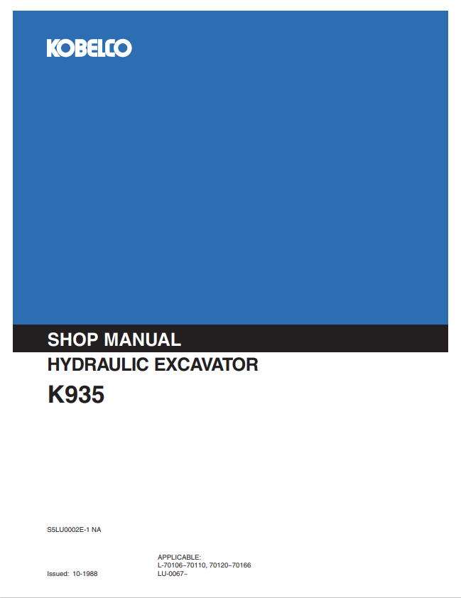 KOBELCO K935 HYDRAULIC EXCAVATOR SERVICE MANUAL PDF