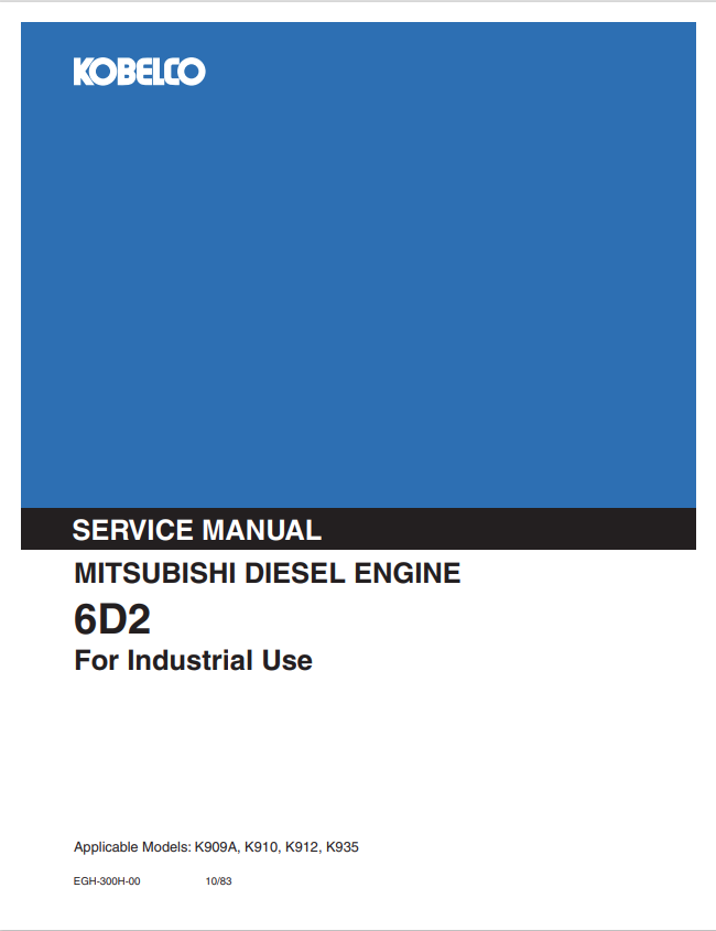 KOBELCO MITSUBISHI 6D2 (K909A, K910, K912, K935) DIESEL ENGINE SERVICE MANUAL PDF