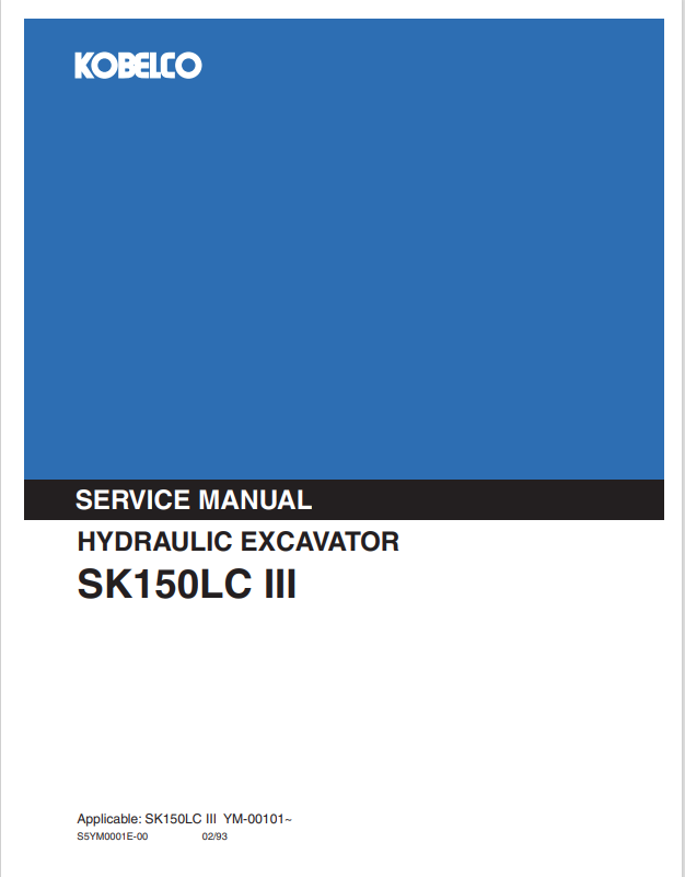 KOBELCO SK150LC III HYDRAULIC EXCAVATOR SERVICE MANUAL PDF