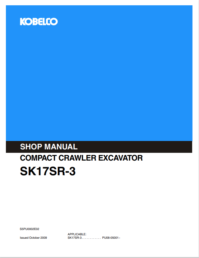 KOBELCO SK17SR-3 COMPACT CRAWLER EXCAVATOR SHOP MANUAL PDF