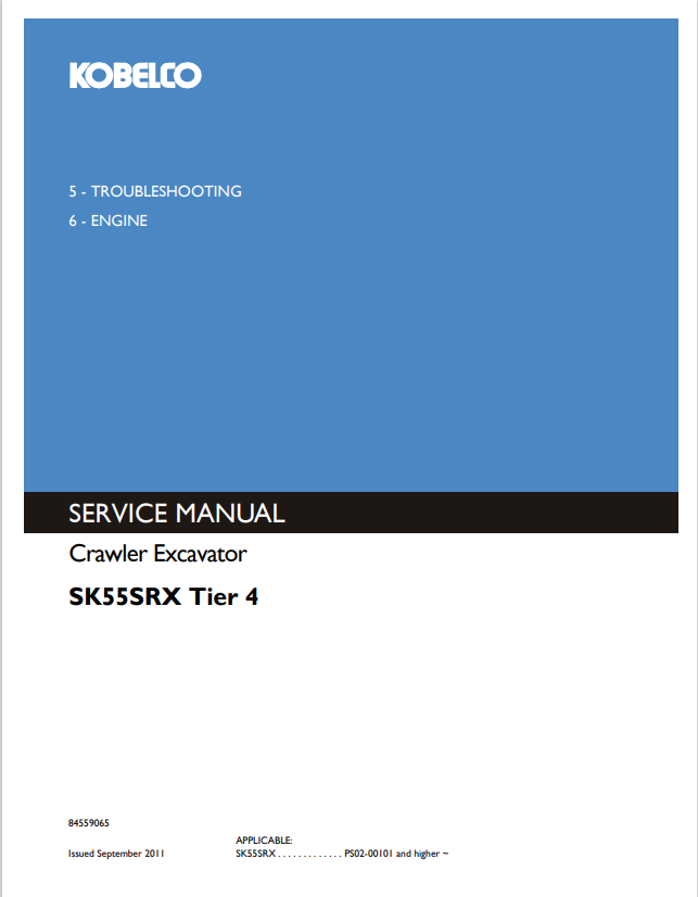 KOBELCO SK55SRX TIER 4 CRAWLER EXCAVATOR SERVICE MANUAL PDF