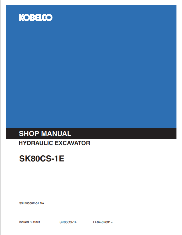KOBELCO SK80CS-1E HYDRAULIC EXCAVATOR SHOP MANUAL PDF