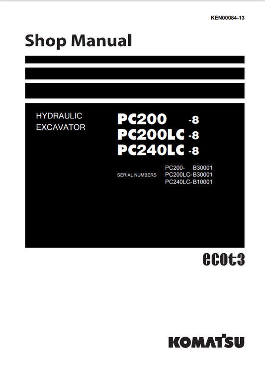 Komatsu PC240LC-8 Hydraulic Excavator Shop Manual B10001-UP
