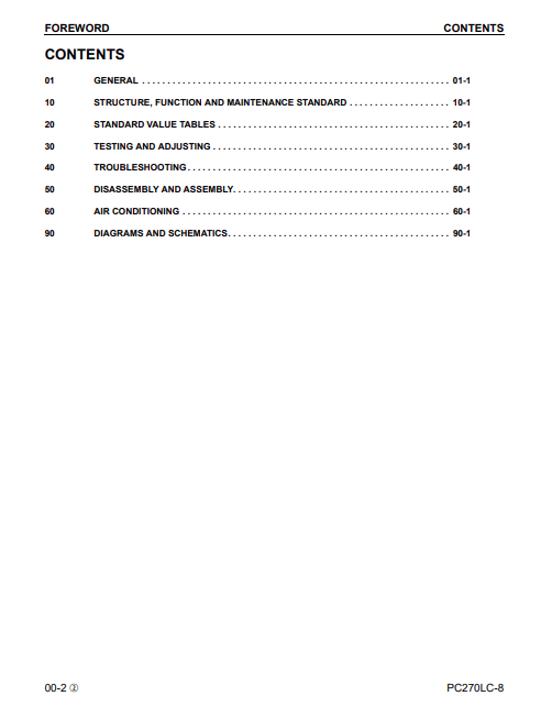 Komatsu PC270LC-8 Hydraulic Excavator Shop Manual A87001-UP