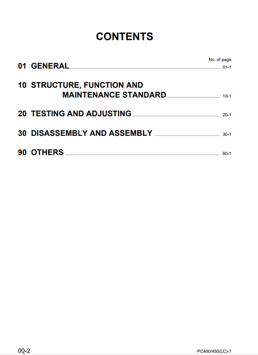 Komatsu PC400LC-7 Hydraulic Excavator Service & Repair Manual