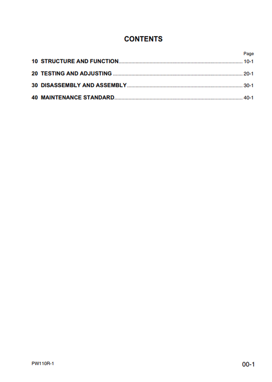 Komatsu PW110R-1 Excavator Service & Repair Manual WEBM000802