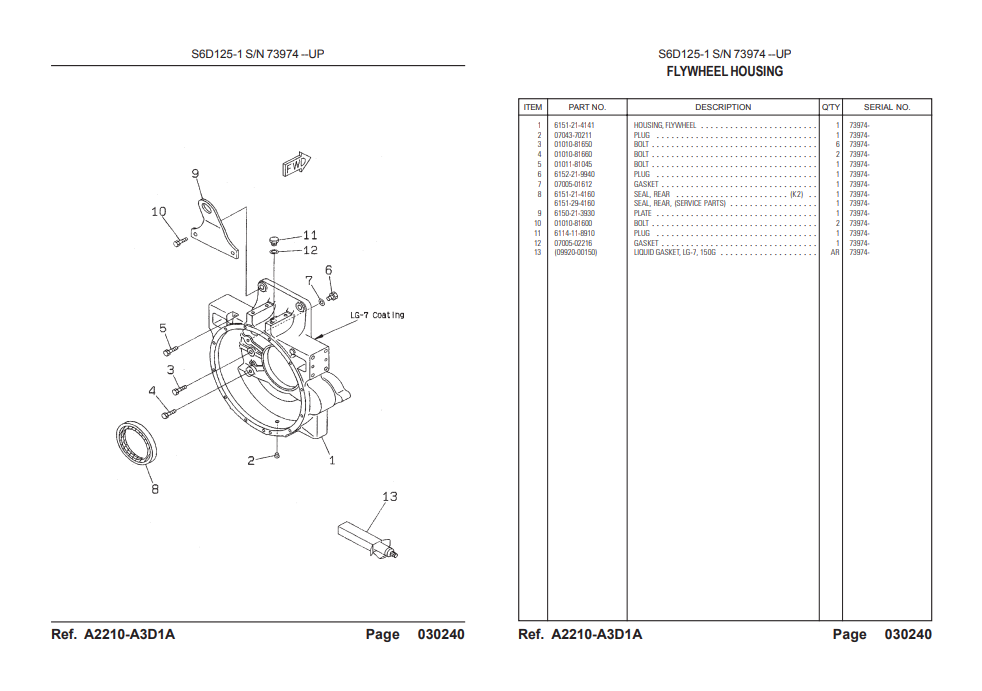 Komatsu S6D125-1 Engine Components & Replacement Parts PDF