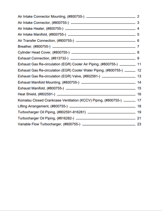 Komatsu SAA4D95LE-7 Engine Parts Manual S/N 800755-UP PDF