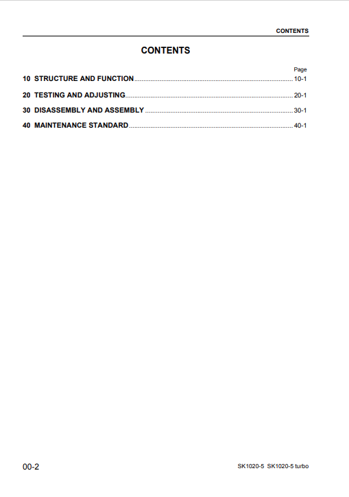 Komatsu SK1020-5 Turbo Skid Steer Service & Repair Manual PDF