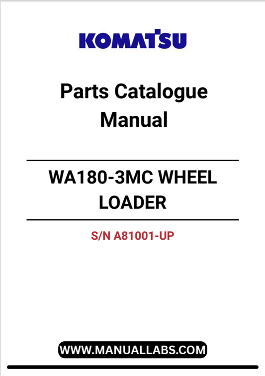 Komatsu WA180-3MC Wheel Loader Parts Manual S/N A81001-UP