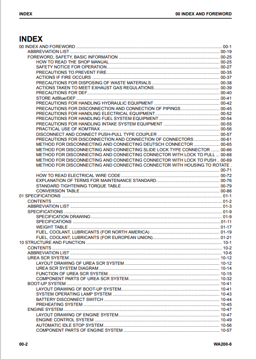 Komatsu WA200-8 Wheel Loader Service Repair Manual SEN06627-03