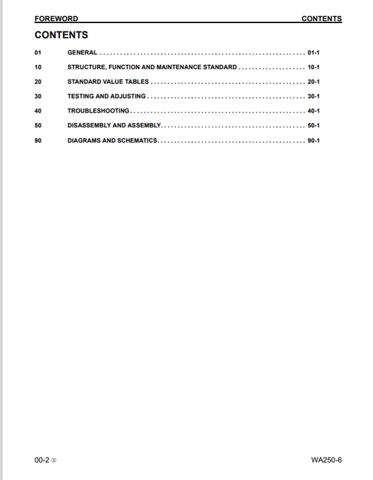 Komatsu WA250-6 Wheel Loader Service & Repair Manual PDF