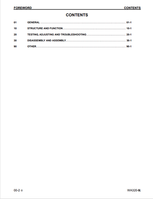 Komatsu WA320-5L Wheel Loader Service & Repair Manual PDF