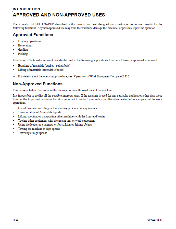 Komatsu WA470-6 Wheel Loader PDF Manual CEAM009204