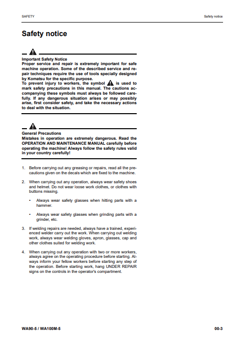 Komatsu WA90-5 Technical Shop & Maintenance Manual PDF