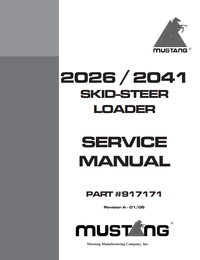 MUSTANG 2026, 2041 SKID STEER-LOADER SERVICE MANUAL 917171 - PDF