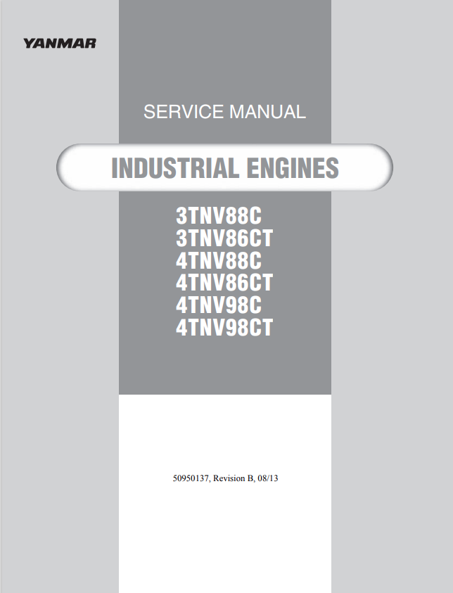 MUSTANG INDUSTRIAL 3TNV88C, 3TNV86CT, 4TNV88C, 4TNV86CT, 4TNV98C, 4TNV98CT ENGINE SKID-STEER LOADER SERVICE MANUAL 50950137 - PDF