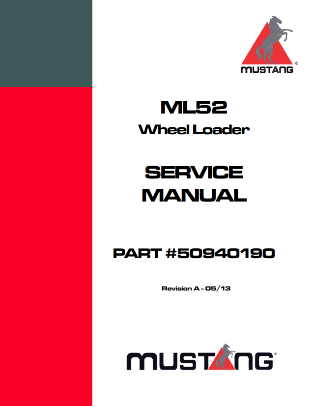 MUSTANG ML52 WHEEL LOADER SERVICE MANUAL 50940190 - PDF