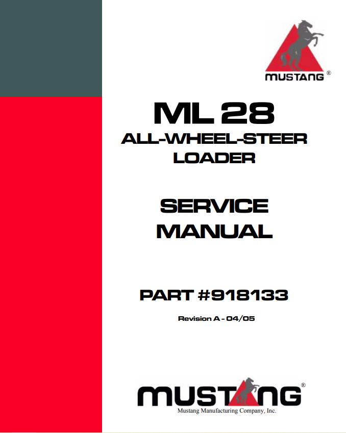MUSTANG ML 28 ALL-WHEEL-STEER LOADER SERVICE MANUAL 918133 - PDF