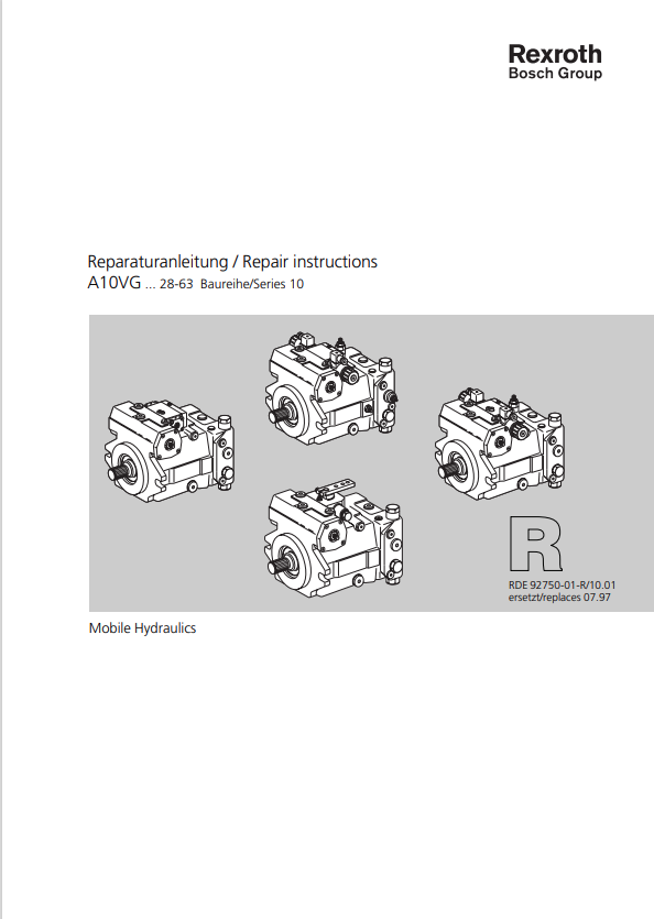 MUSTANG REXROTH A10VG HYDROSTATIC PUMP SKID-STEER LOADER SERVICE MANUAL 915170 - PDF