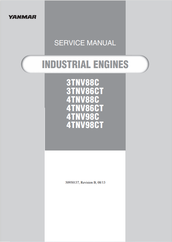 MUSTANG YANMAR INDUSTRIAL 3TNV88C, 3TNV86CT, 4TNV88C, 4TNV86CT, 4TNV98C, 4TNV98CT ENGINE SERVICE MANUAL 50950137B - PDF