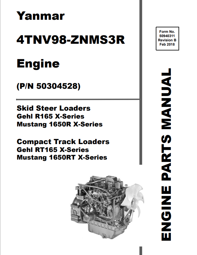 MUSTANG YANMER 4TNV98-ZNMS3R ENGINE PARTS MANUAL 50304528 - PDF