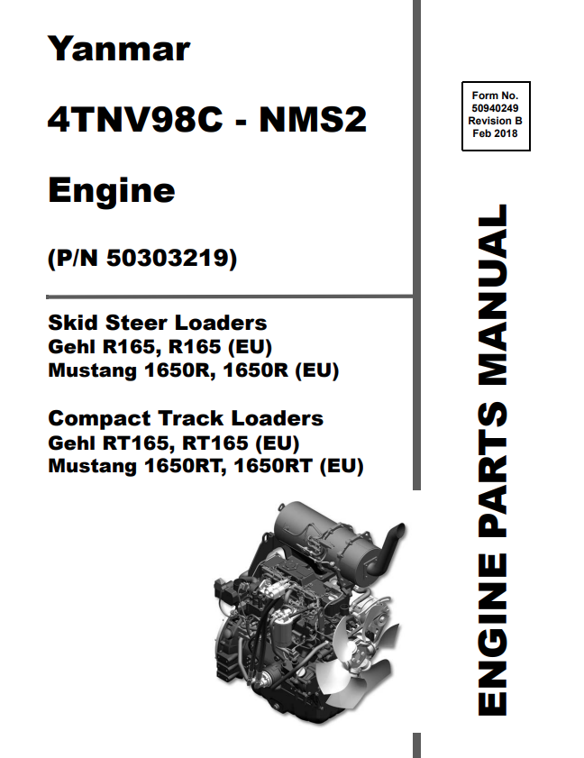 MUSTANG YANMER 4TNV98C - NMS2 ENGINE PARTS MANUAL 50940249 - PDF