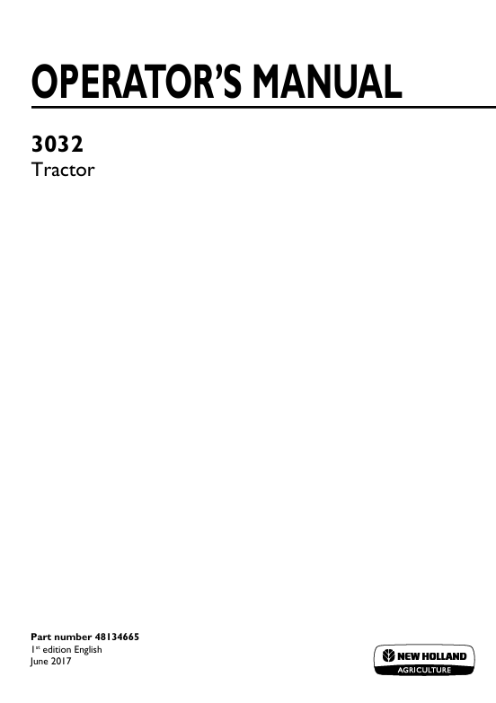 New Holland 3023 Tractor Operator Manual 48134665 PDF