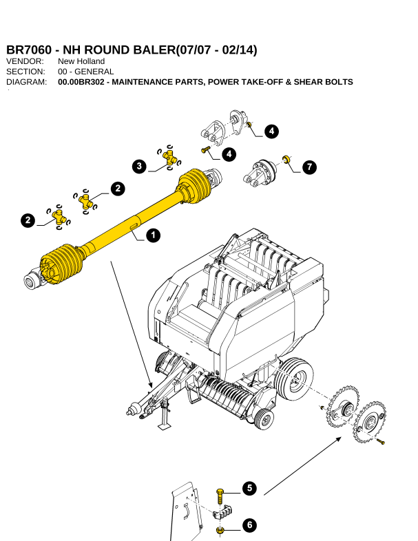 New Holland BR 7060 Round Baler Parts Catalogue Manual