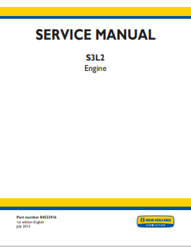 New Holland S3L2 Engine Service Manual 84523916 PDF