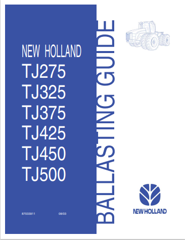 New Holland Tractor TJ275, TJ325, TJ375, TJ425, TJ450 Operator’s Manual 87033911 PDF
