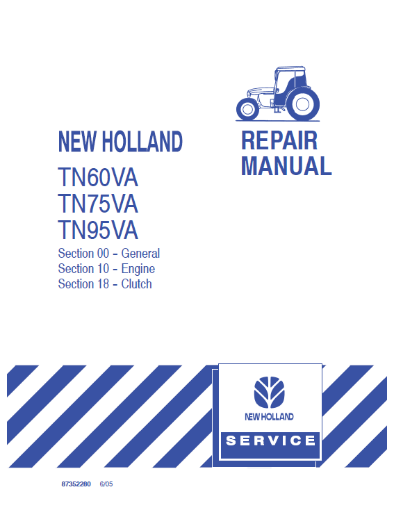 New Holland TN60VA, TN75VA, TN95VA Tractor Service Repair Manual 87352280 PDF