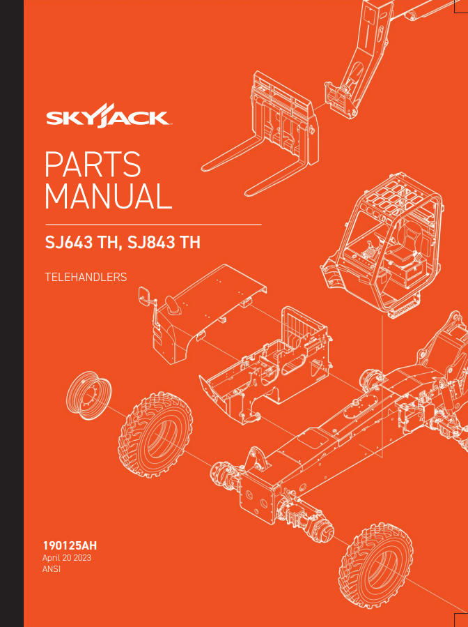 Skyjack Telehandler SJ643TH, SJ843TH Parts Manual 190125AH PDF 2023