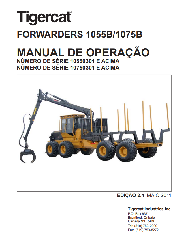 Tigercat 1055B, 1075B Forwarders Operating Manual 32428A