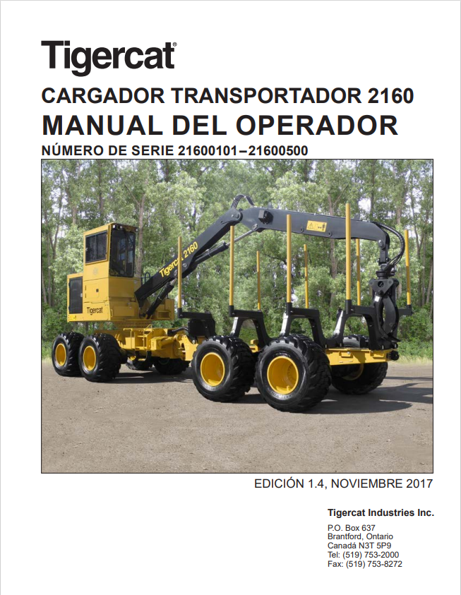 Tigercat 2160 Charging Conveyor Operator Manual 51953ASPA