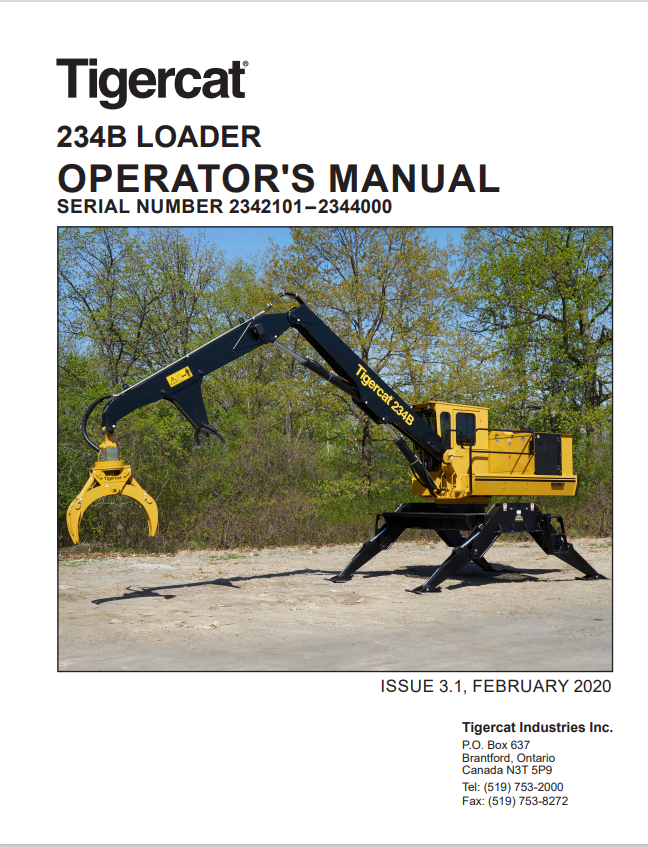 Tigercat 234B Loader Operator Manual 45700AENG